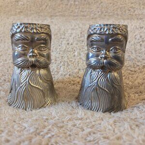 Vintage Pewter Santa Taper Candle Holders – Pair